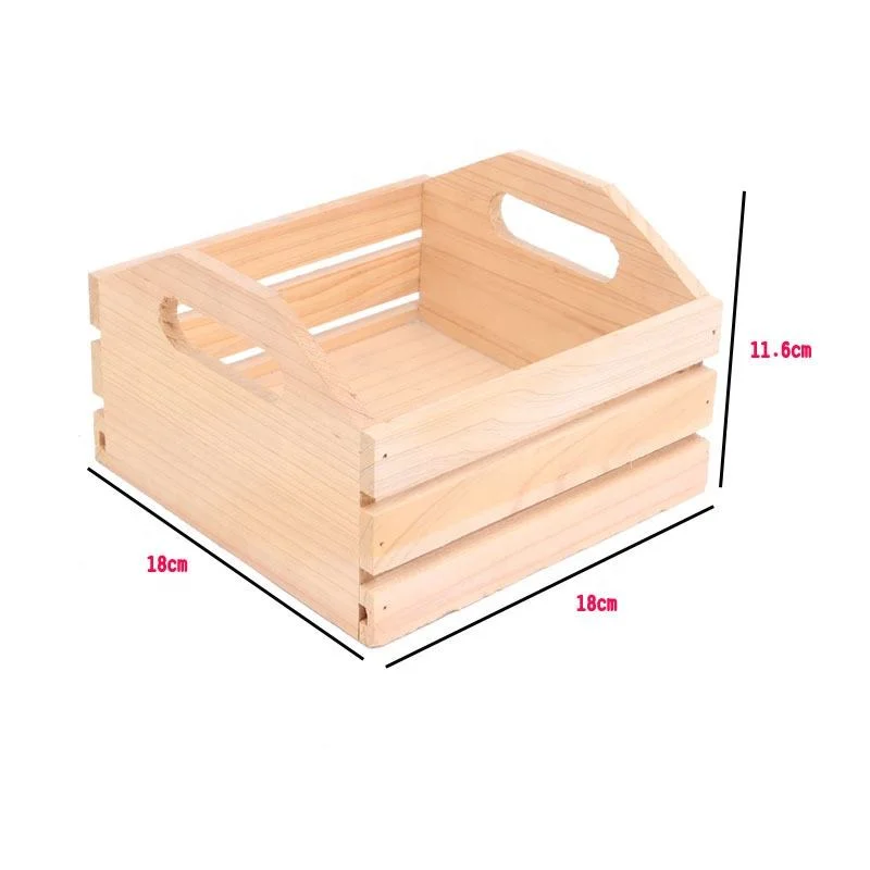 BSCI Factory Decorative Storage Wooden Crates with Handles Unfinished Wooden Crates for Mall Farmhouse or Fruit Vegetables