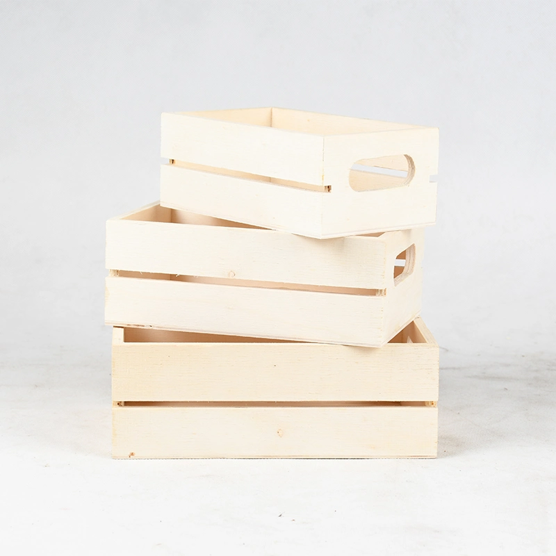 Wood Crates with Handles Wooden Nesting Serving Trays