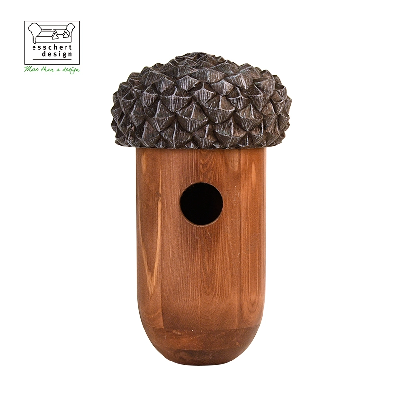 NK83 Esschert Design 100% Pine Wood + PVC Finished Wholesale Bird House Acorn Wooden Birdhouse