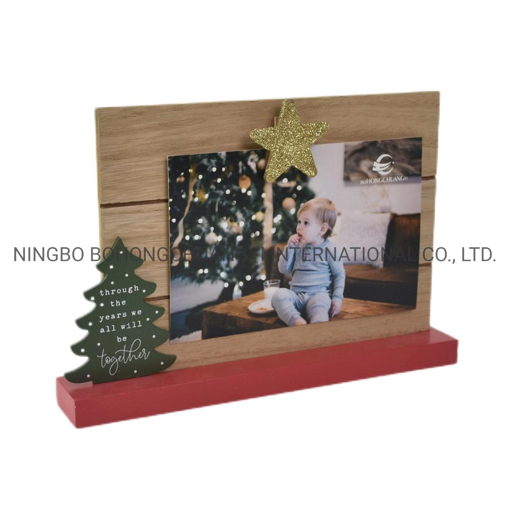 Wholesale Happy Christmas Decorative Solid Picture Frame Solid Wood Frame Wooden Photo Frame for Christmas Decoration