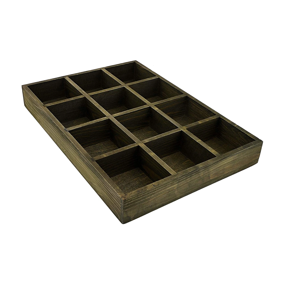 Wooden/Wood Multi-Grid Box/Tray for Jewelry/Tea Bag/Souvenir/USB Cable/Drug Storage