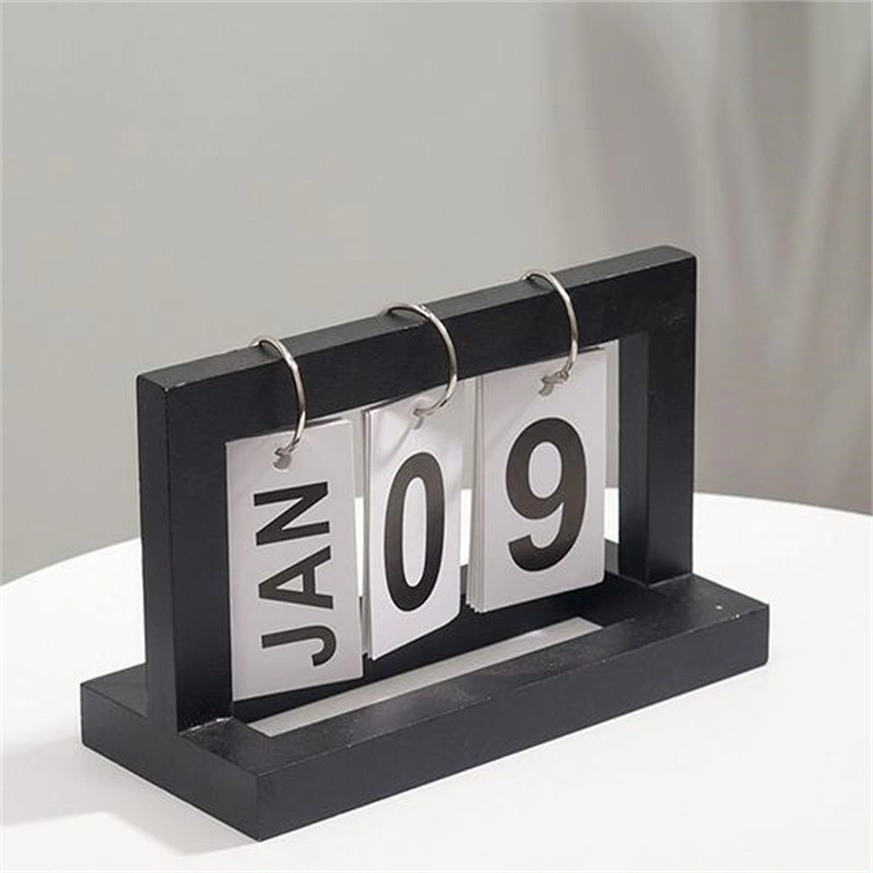 Home Office Desk Decoration Vintage Wood Calendar