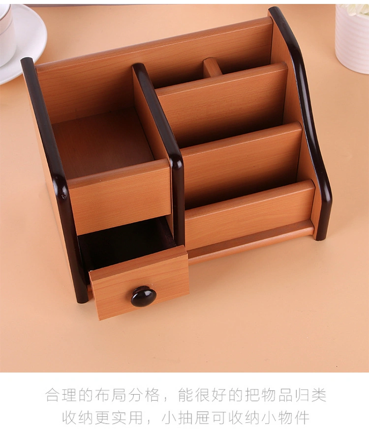 Wood Pen Holder Desktop Storage Stationery Office Set Desk Organizer