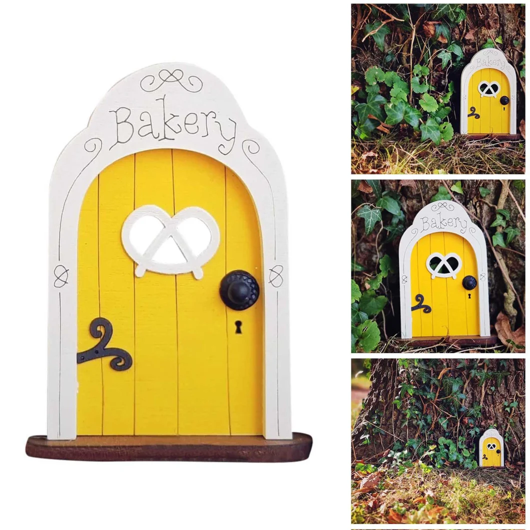 Wholesale Amazon Hot Sale New Design Wood Bakery Fairy Door Outdoor Landscape Garden Holiday Decoration Yard Decoration