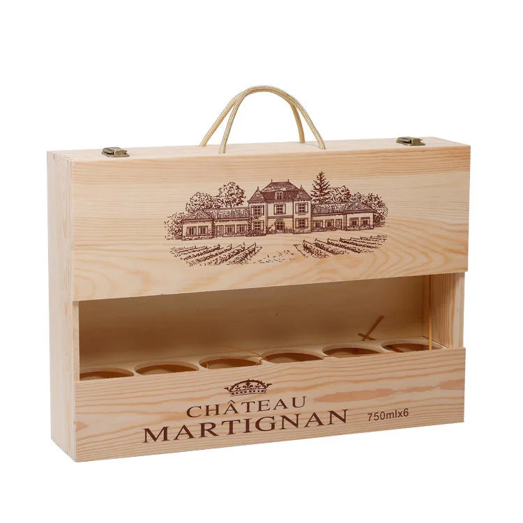 Factory Price Custom Wooden/Wood Wine Box for 6 Bottles Packing/Storage/Packaging